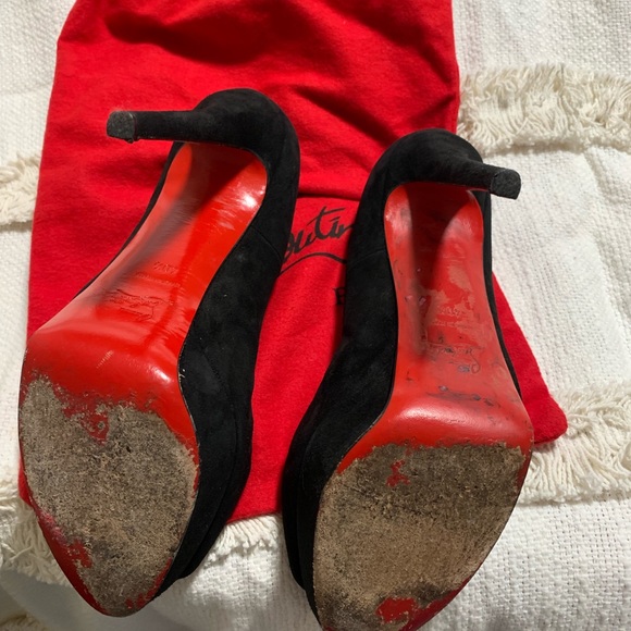 Auth Christian Louboutin Black Suede Pep Toe 10.5 - Picture 5 of 6